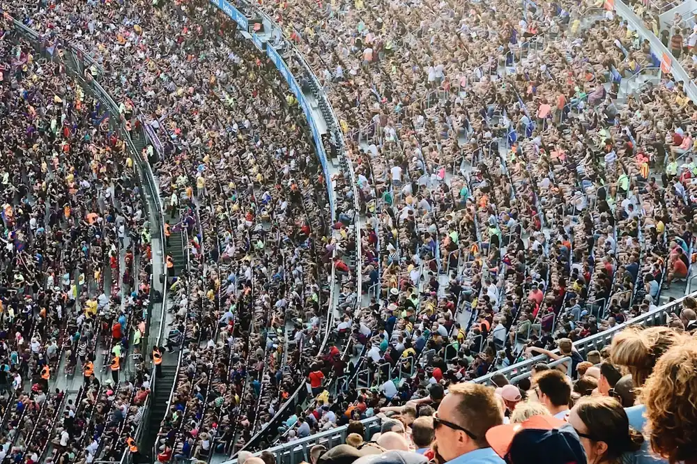 A packed stadium crowd