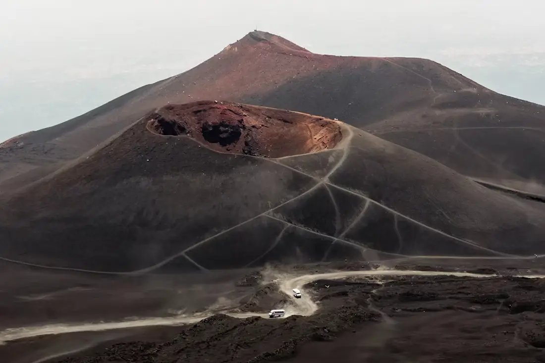A volcanic cone rising out of unmapped terrain